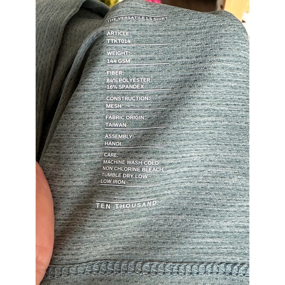 Ten Thousand Versatile Long Sleeve Shirt Mens Large Green Training Workout - Picture 6 of 10